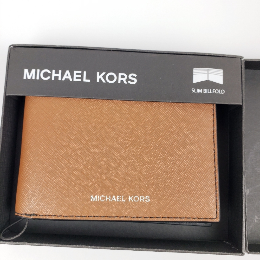 New Michael Kors Men Brown Slim Billfold Wallet